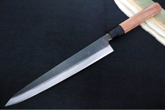 Kikuichi of Japan Kuro Series - 10.5" Slicer Knife - White #2 Carbon Steel - Octagonal Walnut Handle - Water Buffalo Horn Ferrule - Handcrafted in Nara Japan