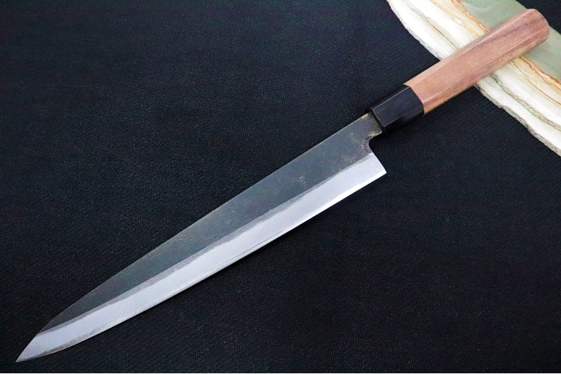 Kikuichi of Japan Kuro Series - 10.5" Slicer Knife - White #2 Carbon Steel - Octagonal Walnut Handle - Water Buffalo Horn Ferrule - Handcrafted in Nara Japan - Northwest Knives