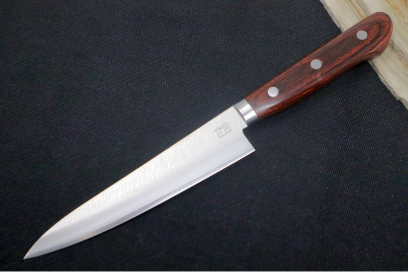 Kikuichi Warikomi Gold - Bunka 5.3" - Stainless Steel - Mahogany Wood Handle - Made in Nara, Japan - Northwest Knives