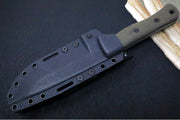 Reiff Knives F6 GEN2 Fixed Blade - Green Canvas Micarta Handle / CPM-3V Steel / Stonewashed Drop Point Blade / Black Kydex Sheath - Northwest Knives