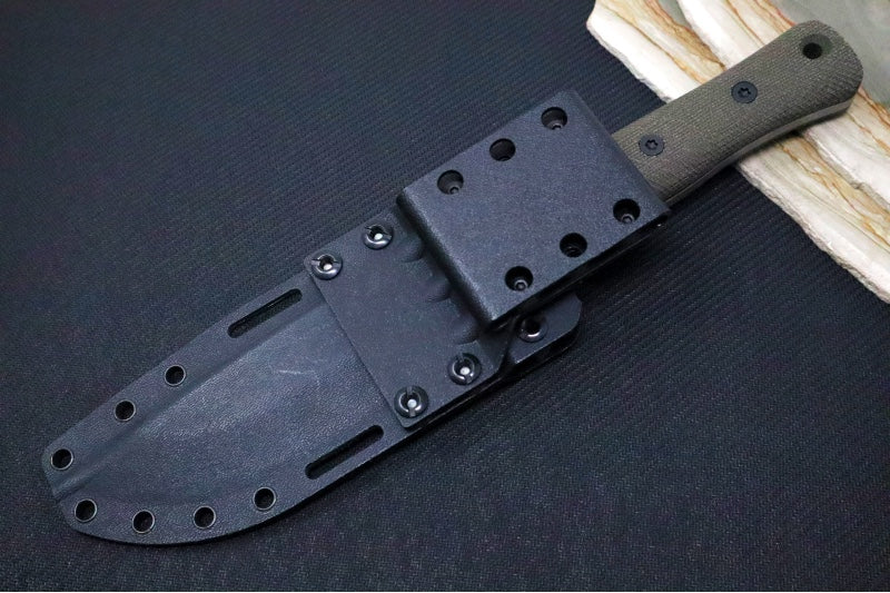 Reiff Knives F6 GEN2 Fixed Blade - Green Canvas Micarta Handle / CPM-3V Steel / Stonewashed Drop Point Blade / Black Kydex Sheath - Northwest Knives