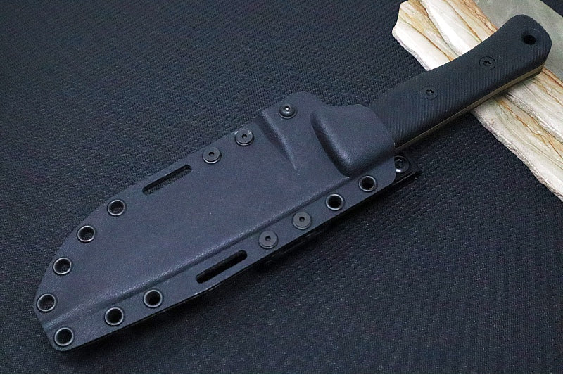 Reiff Knives F6 GEN2 Fixed Blade - Black Canvas Micarta Handle / CPM-3V Steel / Flat Dark Earth PVD Finished Drop Point Blade / Black Kydex Sheath - Northwest Knives