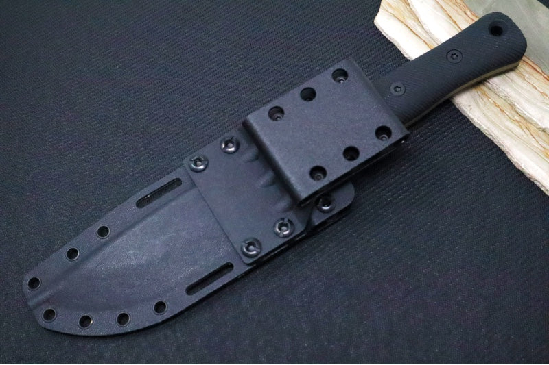 Reiff Knives F6 GEN2 Fixed Blade - Black Canvas Micarta Handle / CPM-3V Steel / Flat Dark Earth PVD Finished Drop Point Blade / Black Kydex Sheath - Northwest Knives