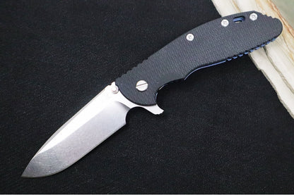 Rick Hinderer Knives XM-24 - 4" Spearpoint Blade / CPM-S45VN / Black G-10 / Stonewashed Blue Titanium Frame