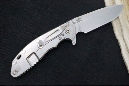 Rick Hinderer Knives XM-24 - 4" Spearpoint Blade / CPM-S45VN / OD Green G-10 / Stonewashed Titanium Frame