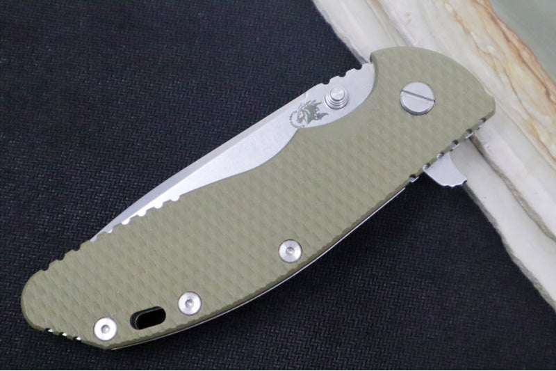 Rick Hinderer Knives XM-24 - 4" Spearpoint Blade / CPM-S45VN / OD Green G-10 / Stonewashed Titanium Frame