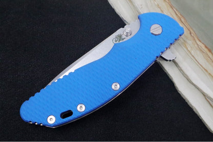 Rick Hinderer Knives XM-24 - 4" Spearpoint Blade / CPM-S45VN / Blue G-10 / Stonewashed Titanium Frame