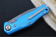 Garage Sale Boker 1969 Z28 Damascus - Blue Anodized Handle Scales / Drop Point Blade / Chad Nichols Tread Pattern Damascus 111101DAM - Northwest Knives