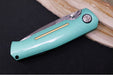 Garage Sale Boker 1969 Mach-1 Damascus - Green Anodized Aluminum Handle Scales / Drop Point Blade / Chad Nichols Wavepool Pattern Damascus 111102DAM - Northwest Knives