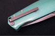 Garage Sale Boker 1969 Mach-1 Damascus - Green Anodized Aluminum Handle Scales / Drop Point Blade / Chad Nichols Wavepool Pattern Damascus 111102DAM - Northwest Knives