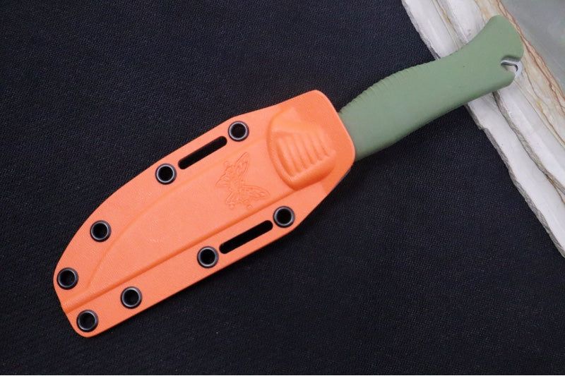 Benchmade 15505 Meatcrafter 4" - Dark Olive Green Santroprene Handle Scales / CPM-154 Steel / Stonewashed Trailing Point Blade