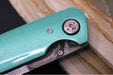 Garage Sale Boker 1969 Mach-1 Damascus - Green Anodized Aluminum Handle Scales / Drop Point Blade / Chad Nichols Wavepool Pattern Damascus 111102DAM - Northwest Knives
