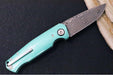Garage Sale Boker 1969 Mach-1 Damascus - Green Anodized Aluminum Handle Scales / Drop Point Blade / Chad Nichols Wavepool Pattern Damascus 111102DAM (2) - Northwest Knives