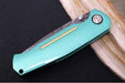Garage Sale Boker 1969 Mach-1 Damascus - Green Anodized Aluminum Handle Scales / Drop Point Blade / Chad Nichols Wavepool Pattern Damascus 111102DAM (2) - Northwest Knives