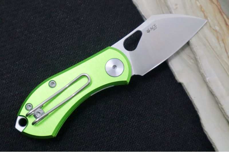 GiantMouse Nibbler Folder - Bohler N690 Steel / Wharncliffe Blade / Green Anodized Aluminum Handle NIBBLER-ALU-GREEN