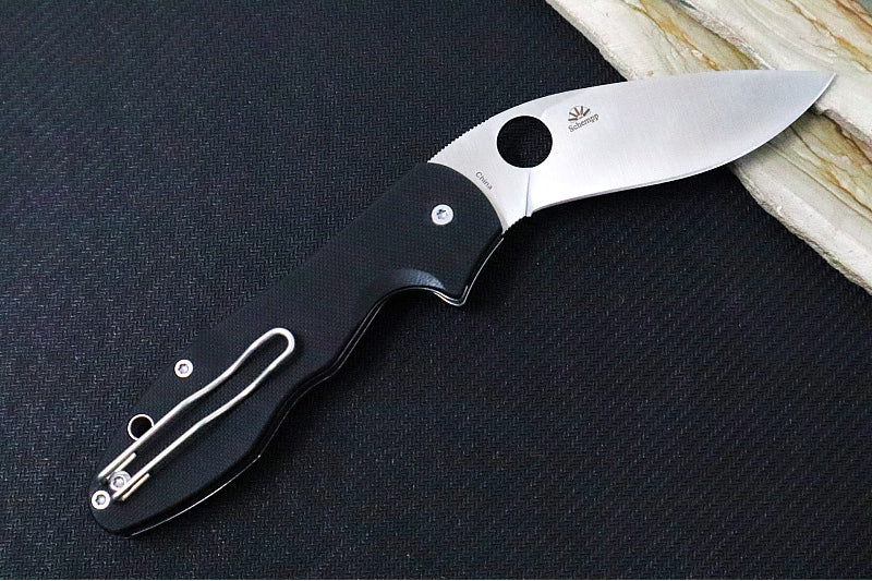 Spyderco Retract - Black G-10 Handle / Satin Finish / 9Cr18MoV Stainless Steel - C276GP - Northwest Knives