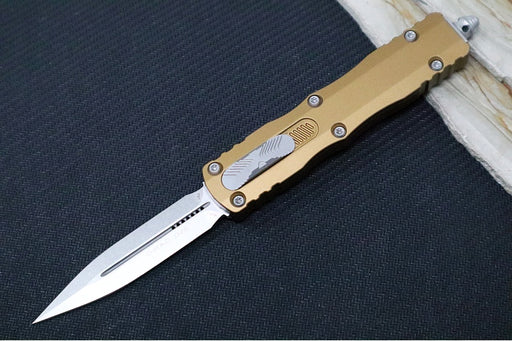 Microtech Dirac OTF - Stonewash Finish / Double Edge / Tan Anodized Aluminum Handle 225-10TA - Northwest Knives