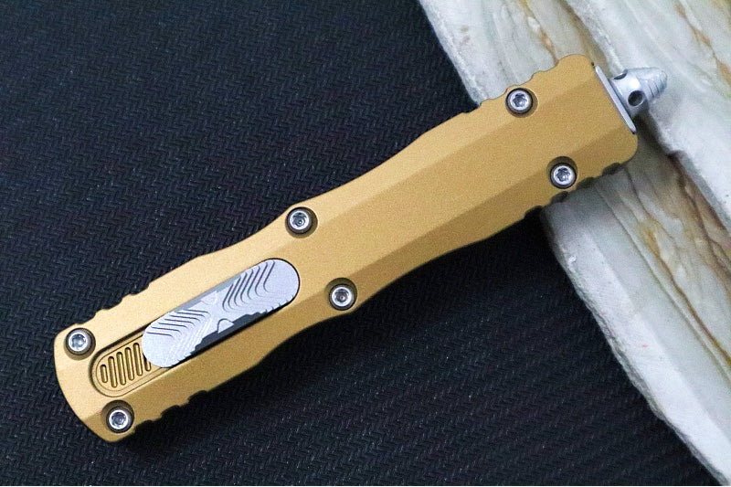 Microtech Dirac OTF - Stonewash Finish / Double Edge / Tan Anodized Aluminum Handle 225-10TA - Northwest Knives