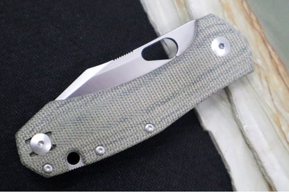 GiantMouse Atelier Folder - Elmax Steel / Clip Point Blade / Green Canvas Micarta Handle ATELIER-GRN-CANVAS