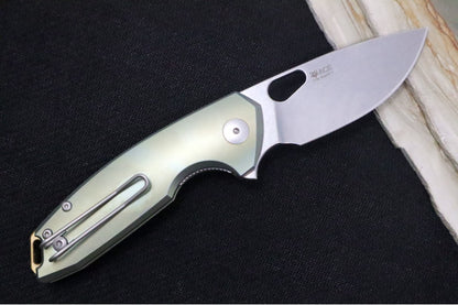 GiantMouse Tribeca Folder - CPM-Magnacut Steel / Drop Point Blade / Green Anodized Full Titanium Handle TRIBECA-TI-GREEN