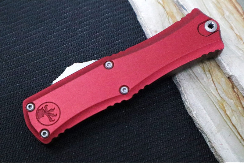 Microtech Mini Hera II OTF - Single Edge Blade / Stonewash Finish / Merlot Anodized Aluminum Handle 1705M-10MR - Northwest Knives