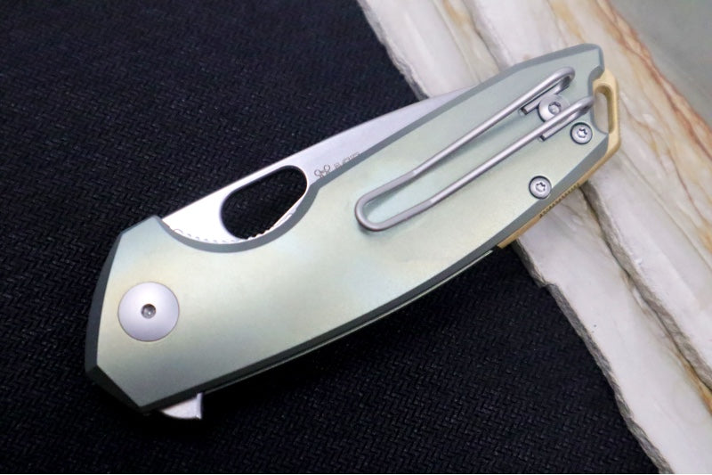 GiantMouse Tribeca Folder - CPM-Magnacut Steel / Drop Point Blade / Green Anodized Full Titanium Handle TRIBECA-TI-GREEN