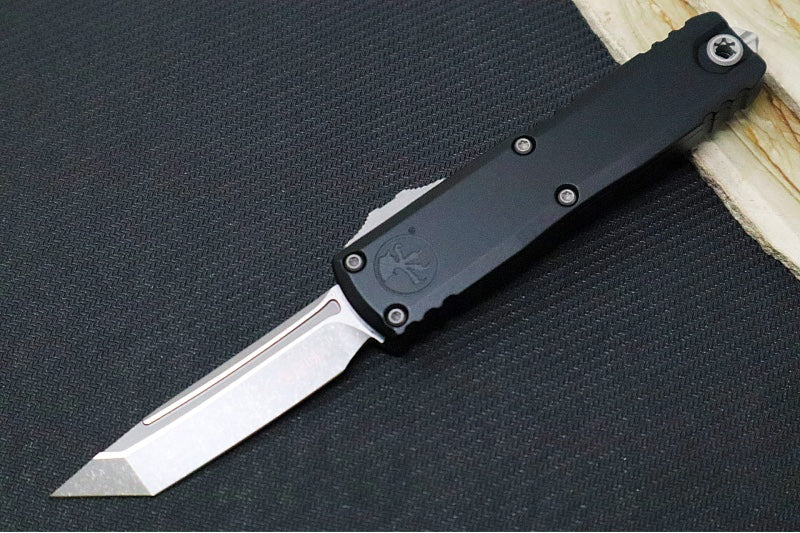 Microtech UTX-85 OTF Gen IV- Tanto Blade / Apocalyptic Finish / Black Anodized Aluminum Handle 12334-10AP - Northwest Knives