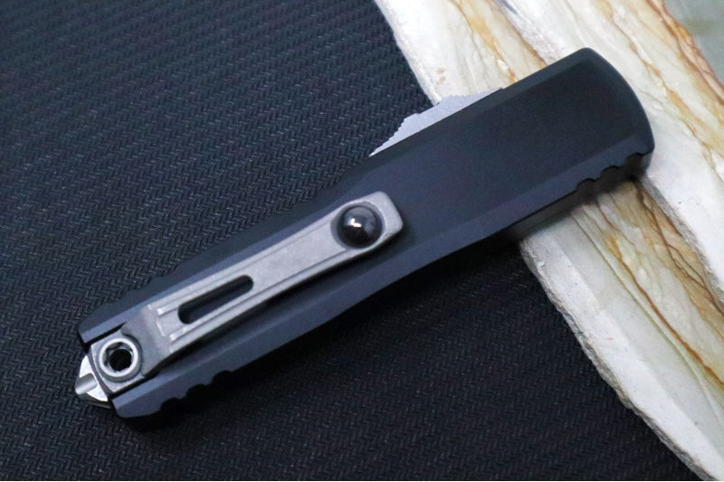 Microtech UTX-85 OTF Gen IV- Tanto Blade / Apocalyptic Finish / Black Anodized Aluminum Handle 12334-10AP - Northwest Knives