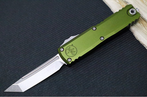 Microtech UTX-85 OTF Gen IV- Tanto Blade / Apocalyptic Finish / OD Green Anodized Aluminum Handle 12334-10OD - Northwest Knives
