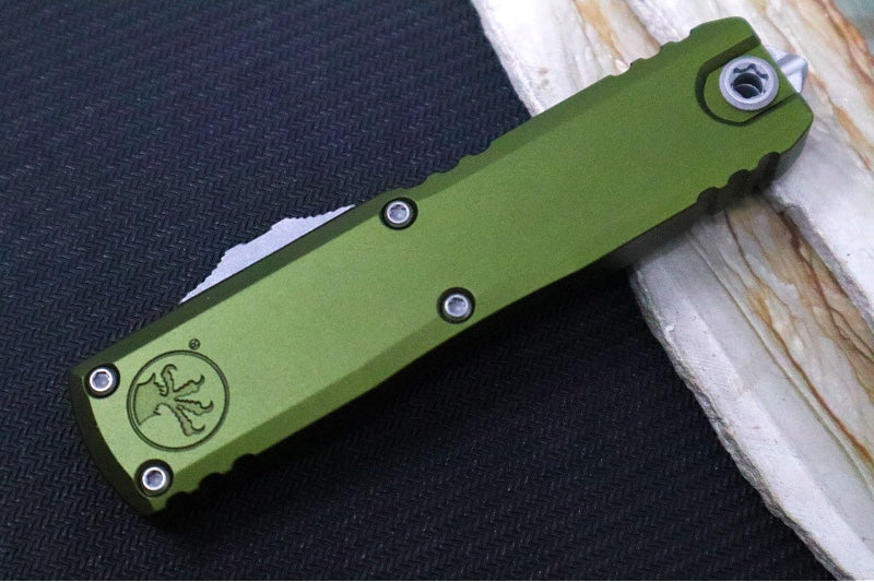 Microtech UTX-85 OTF Gen IV- Tanto Blade / Apocalyptic Finish / OD Green Anodized Aluminum Handle 12334-10OD - Northwest Knives
