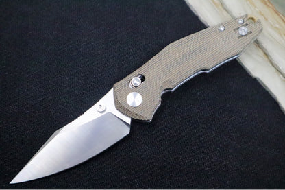 GiantMouse Nazca Folder - M390 Steel / Clip Point Blade / Green Canvas Micarta Handle NAZCA-GRN-CANVAS