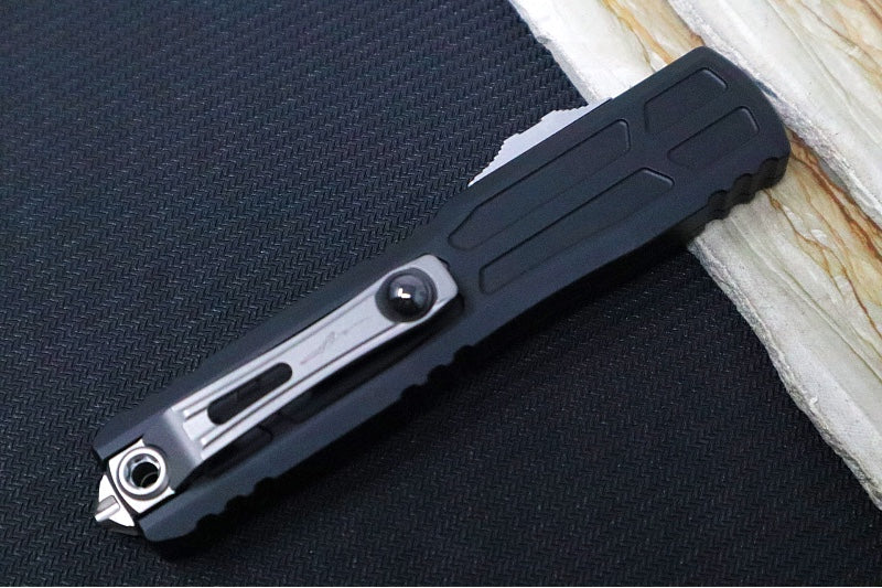 Microtech Ultratech  EX ZBP (Zero Blade Play) OTF Signature Series - Stonewash Finish / Bayonet Blade / Black Anodized Aluminum Handle 1120EX-10S - Northwest Knives