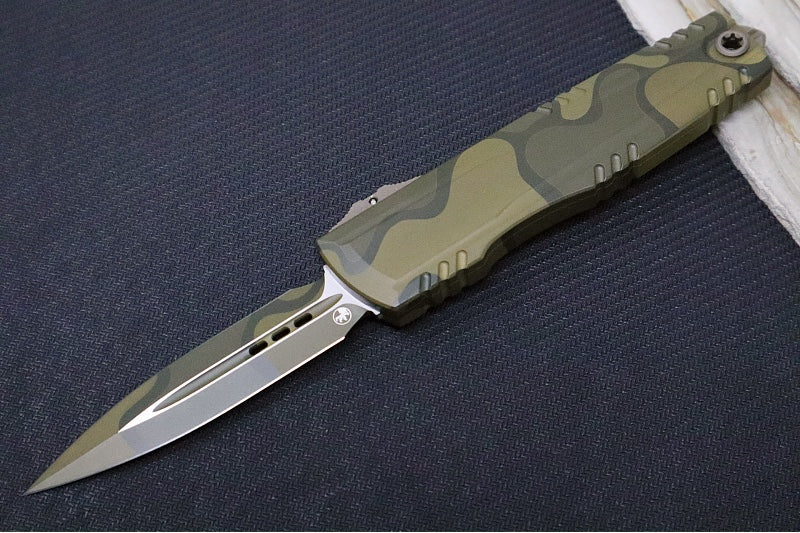 Microtech Luminary ZBP Signature Series OTF - Dagger Blade / Backwoods Olive Camo Finish / Tritum Button Insert 1270-1WOOCS - Northwest Knives