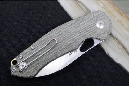 GiantMouse Biblio XL Folder - Elmax Steel / Drop Point Blade / Green Canvas Micarta Handle BIBLIO-XL-GRN-ELMAX