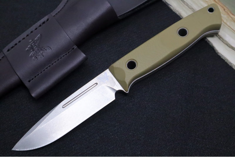 Benchmade 163-1 Bushcrafter Fixed Blade - CPM-S30V / Drop Point / OD Green G-10 Handle