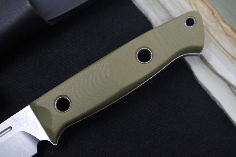Benchmade 163-1 Bushcrafter Fixed Blade - CPM-S30V / Drop Point / OD Green G-10 Handle