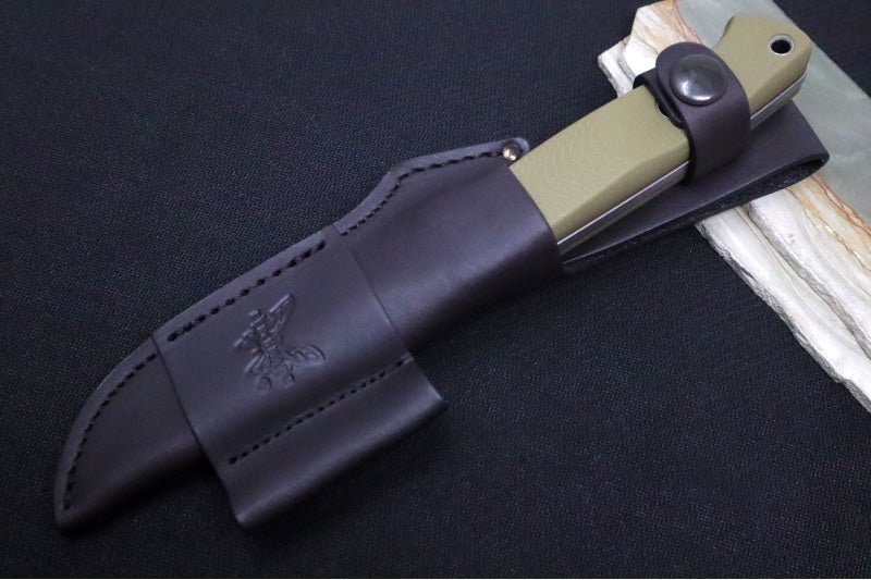 Benchmade 163-1 Bushcrafter Fixed Blade - CPM-S30V / Drop Point / OD Green G-10 Handle