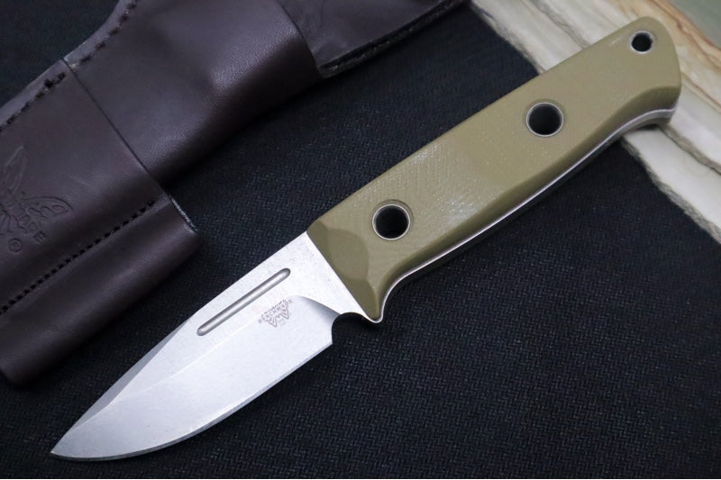 Benchmade 165-1 Mini Bushcrafter Fixed Blade - CPM-S30V / Drop Point / OD Green G-10 Handle