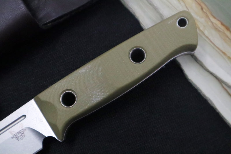 Benchmade 165-1 Mini Bushcrafter Fixed Blade - CPM-S30V / Drop Point / OD Green G-10 Handle