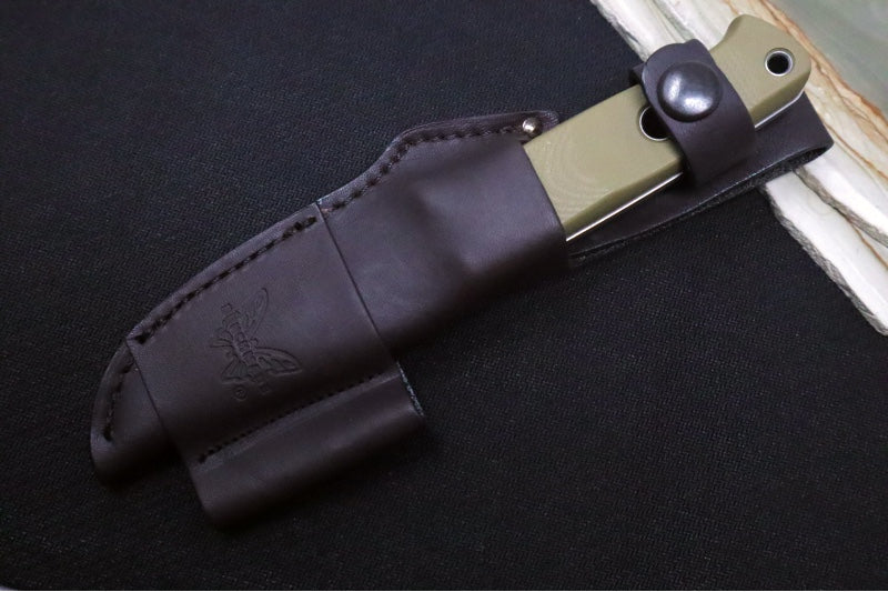 Benchmade 165-1 Mini Bushcrafter Fixed Blade - CPM-S30V / Drop Point / OD Green G-10 Handle