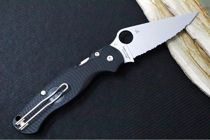 Spyderco Paramilitary 2 Lightweight - Black FRN Handle / Serrated Satin Blade / BD1N Steel - C81SBK2 - Northwest Knives