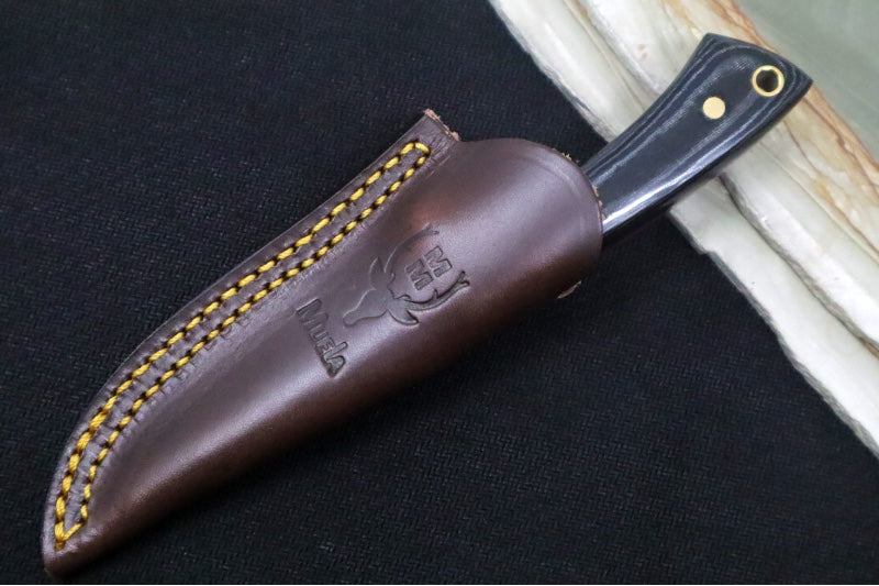 Muela Knives COL-7MIC Fixed Blade - Black Micarta Handle / 440C Stainless Blade / Leather Sheath - Northwest Knives