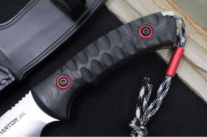 Muela Knives Phantom-12W Fixed Blade - Black Micarta Handle & Red Accents / X50CrMoV15 Blade / Leather Sheath