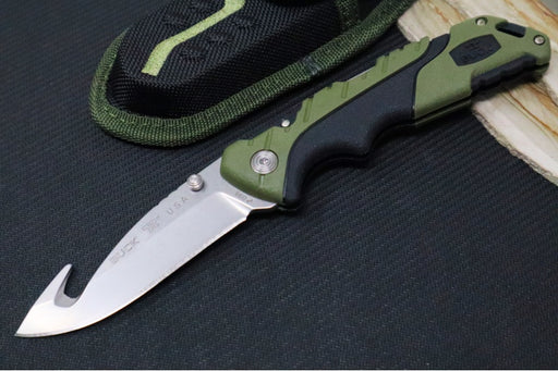 Buck 660 Large Pursuit Folder- Drop Point Blade with Guthook / 420HC Stainless Steel / Green Glass Filled Nylon with Versaflex 0660GRG-B - Northwest Knives