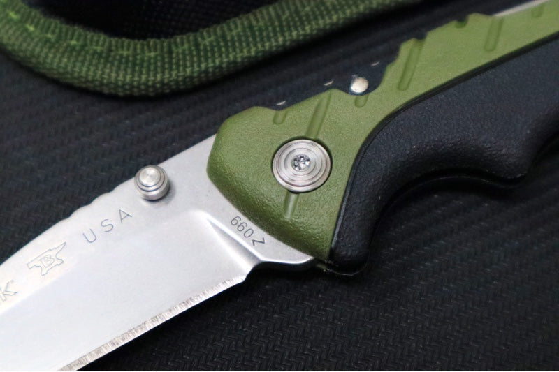 Buck 660 Large Pursuit Folder- Drop Point Blade with Guthook / 420HC Stainless Steel / Green Glass Filled Nylon with Versaflex 0660GRG-B - Northwest Knives