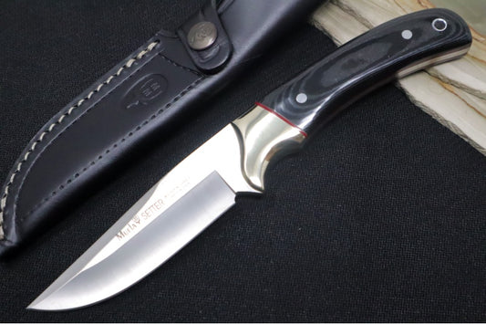Muela Knives SETTER-11M Fixed Blade - Black Micarta Handle & Brass Bolsters / X50CrMoV15 Blade / Leather Sheath