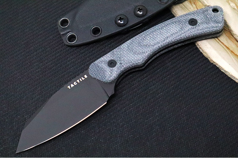 Tactile Knife Co Redhawk Fixed Blade - Black Canvas Micarta Handle / CPM-Magnacut Steel / Black Cerakote Finish / Reverse Tanto Blade - Northwest Knives