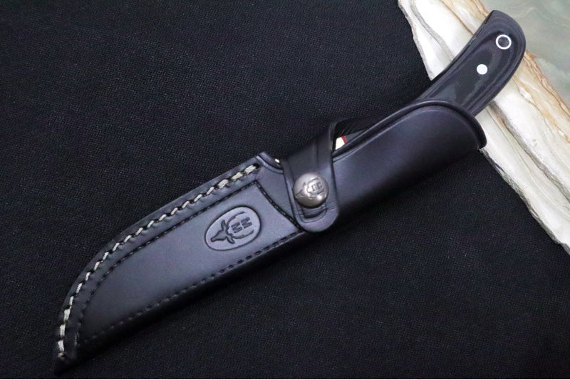 Muela Knives SETTER-11M Fixed Blade - Black Micarta Handle & Brass Bolsters / X50CrMoV15 Blade / Leather Sheath