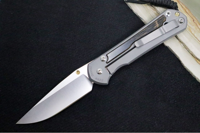 Chris Reeve Knives Large Sebenza 31 Left Handed - Drop Point Blade / Bog Oak Inlay L31-1101 (A1)