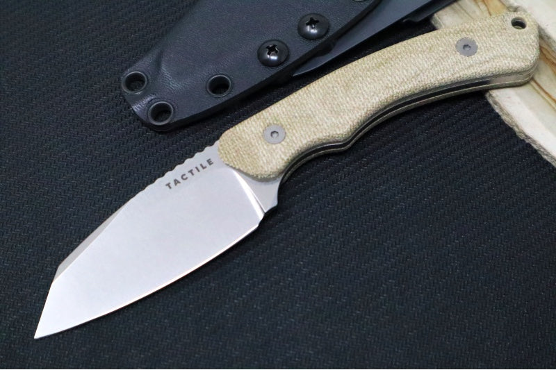 Tactile Knife Co Redhawk Fixed Blade - Green Canvas Micarta Handle / CPM-Magnacut Steel / Stonewash Finish / Reverse Tanto Blade - Northwest Knives